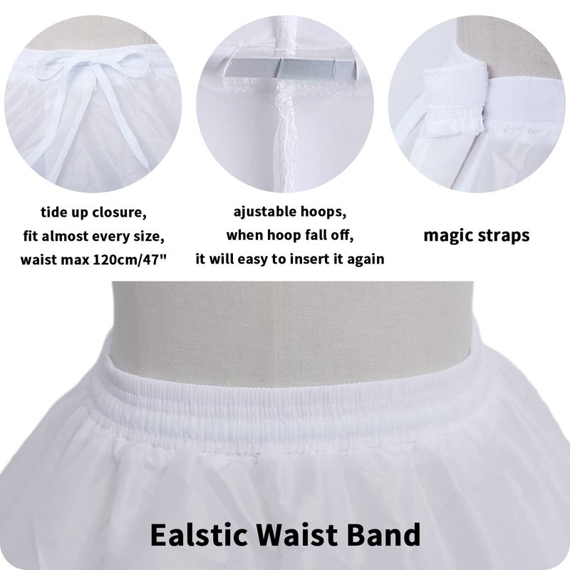 BBSET Women Crinoline Petticoat A-line 6 Hoop Skirt Slips Long Underskirt for Wedding Bridal Dress Ball Gown - Image 4